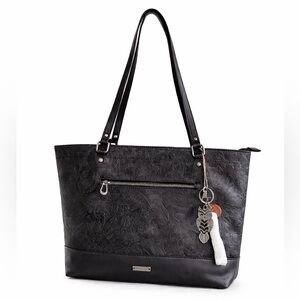 Sakroots Black Embossed Tote Bag Large Shoulder Purse NWT